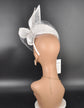 Elegant White Sinamay Fascinator Hat: Sculpted Bow & Netting