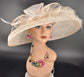 Champagne Sinamay Kentucky Derby Hat: Wide Brim Feathered Church Wedding Hat
