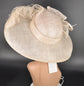 Champagne Sinamay Kentucky Derby Hat: Wide Brim Feathered Church Wedding Hat