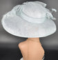 Powder Blue Sinamay Wide Brim Hat: Kentucky Derby, Church, Wedding