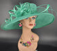 Jade Green Sinamay Wide Brim Hat: Kentucky Derby, Tea Party