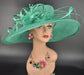 Jade Green Wide Brim Kentucky Derby Hat,Ascot Hat for Wedding & Tea Party, Garden Party Hat, Mother of the Bride, Church
