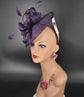 Kentucky Derby Fascinator Hat Feather Floral Sinamay Headband Fascinator Cocktail Purple