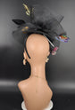 Kentucky Derby Wedding Feather w Butterflies  Floral Organza w Sinamay Headband Fascinator Hat Cocktail Black