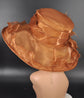 Gold Organza Kentucky Derby Hat: Wide Brim Tea Party Wedding Hat