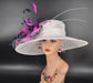 Wide Brim Sinamay Kentucky Derby Hat: Feather Flower Wedding Church Hat