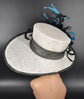 Sinamay Kentucky Derby Hat: Wide Brim Feathered Ascot Hat