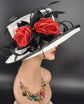 Wide Brim Sinamay Kentucky Derby Hat: Red Rose Ascot Hat