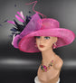 Hot Pink Kentucky Derby Hat: Feather Flower Royal Ascot Occasion Hat