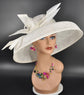 White Wide Brim Sinamay Hat: Audrey Hepburn Style Kentucky Derby