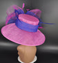 Hot PinkRoyal Blue Feather Flower Wide Brim Kentucky Derby Hat, Ascot Hat for Wedding Tea Party,Garden Party Hat, Mother of the Bride,Church