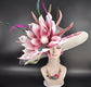 Wide Brim Kentucky Derby Hat: Pink Flower, Peacock Feathers