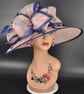 Blush Dusty Pink Navy Blue Wide Brim Kentucky Derby Hat, Ascot Hat for Wedding & Tea Party, Garden Party Hat, Mother of the Bride, Church
