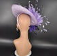 Lilac Sinamay Fascinator Hat: Feather Flower Kentucky Derby Tea Party Headband