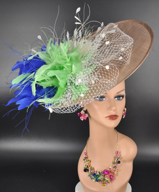 Sinamay Fascinator Hat: Feather Flower Kentucky Derby Tea Party Headband