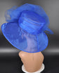 Medium Brim One Flower Royal Blue  for Church, Wedding, Tea Party, Kentucky Derby Hat Medium Brim Organza Hat