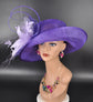 Purple w Lilac Kentucky Derby Hat: Feather Flower Ostrich Quill Sinamay Church Hat