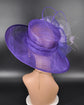 Purple w Lilac Kentucky Derby Hat: Feather Flower Ostrich Quill Sinamay Church Hat