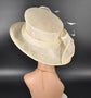 Wide Brim Kentucky Derby Floppy Sinamay Hat With Flowers  Millinery Church  Hat Ivory