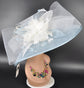 Powder Blue Sinamay Derby Hat: Wide Brim Wedding Tea Party