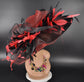 Wide Brim Sinamay Kentucky Derby Hat: Black & Red Feather Church Hat