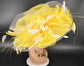 Yellow Sinamay Kentucky Derby Hat: Wide Brim Feather Church Hat