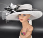 Black & White Kentucky Derby Hat: Wide Brim Sinamay Feather Fascinator