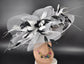 Black & White Kentucky Derby Hat: Wide Brim Sinamay Feather Fascinator