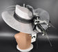 Black & White Kentucky Derby Hat: Wide Brim Sinamay Feather Fascinator