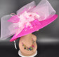 Fuchsia Pink Baby Pink Wide Brim Sinamay Hat,Kentucky Derby Hat, Ascot Royal,Tea Garden Party Hat, Church Hat,Mother of the Bride
