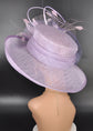 Church Kentucky Derby Hat  Carriage Tea Party Wedding  Feather Flowers and Ostrich  Quills Lilac with Pink