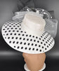 White Black Polka Dot Wide Brim Kentucky Derby Hat, Ascot Hat for Wedding & Tea Party, Garden Party Hat, Mother of the Bride, Church