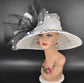 White Black Polka Dot Wide Brim Kentucky Derby Hat, Ascot Hat for Wedding & Tea Party, Garden Party Hat, Mother of the Bride, Church