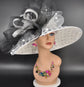 Church Kentucky Derby Hat Carriage Tea Party Wedding Wide Brim  Royal Ascot Horse Race Oaks day hat White w Black Polka Dot