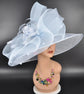 Church Kentucky Derby Hat Carriage Tea Party Wedding Wide Brim  Royal Ascot Horse Race Oaks day hat Light Blue/Powder Blue  Derby Hat