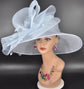 Church Kentucky Derby Hat Carriage Tea Party Wedding Wide Brim  Royal Ascot Horse Race Oaks day hat Light Blue/Powder Blue  Derby Hat