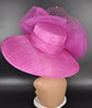 Fuchsia Pink Derby Hat: Wide Brim Sinamay Ascot Race Day Hat