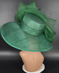 Emerald Green Wide Brim Sinamay Hat for Kentucky Derby, Ascot Royal , Wedding, Tea Garden Party, Church, Mother of the Bride, Easter Day