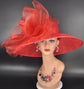 Red Sinamay Derby Hat: Wide Brim Kentucky Race Day Hat