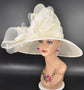 Ivory Derby Hat: Wide Brim Sinamay Kentucky Oaks Race Day