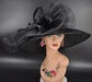 Black Wide Brim Derby Hat: Kentucky Oaks, Tea Party, Wedding