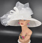 White Wide Brim Derby Hat: Elegant Sinamay Bow, Royal Ascot Style