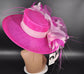 Wide Brim Kentucky Derby Hat, Ascot Hat for Wedding & Tea Party, Garden Party Hat, Mother of the Bride, Church Fuchsia Pink Baby Pink