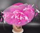 Fuchsia Pink Sinamay Kentucky Derby Hat: Feather Floral Wide Brim