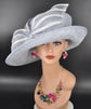 Sinamay Derby Hat: Light Blue Medium Brim Ascot Hat