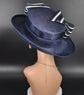 Navy Blue Sinamay Derby Hat: Kentucky Oaks, Ascot Races