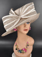 Taupe Sinamay Derby Hat: Medium Brim Wedding Ascot Race Day