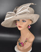 Taupe Sinamay Derby Hat: Medium Brim Wedding Ascot Race Day