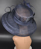 Church Kentucky Derby Hat Carriage Tea Party Wedding Wide Brim  Royal Ascot Horse Race Oaks day hat  Navy Blue