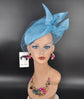 Teal Blue Sinamay Fascinator Hat: Sculpted Bow & Netting